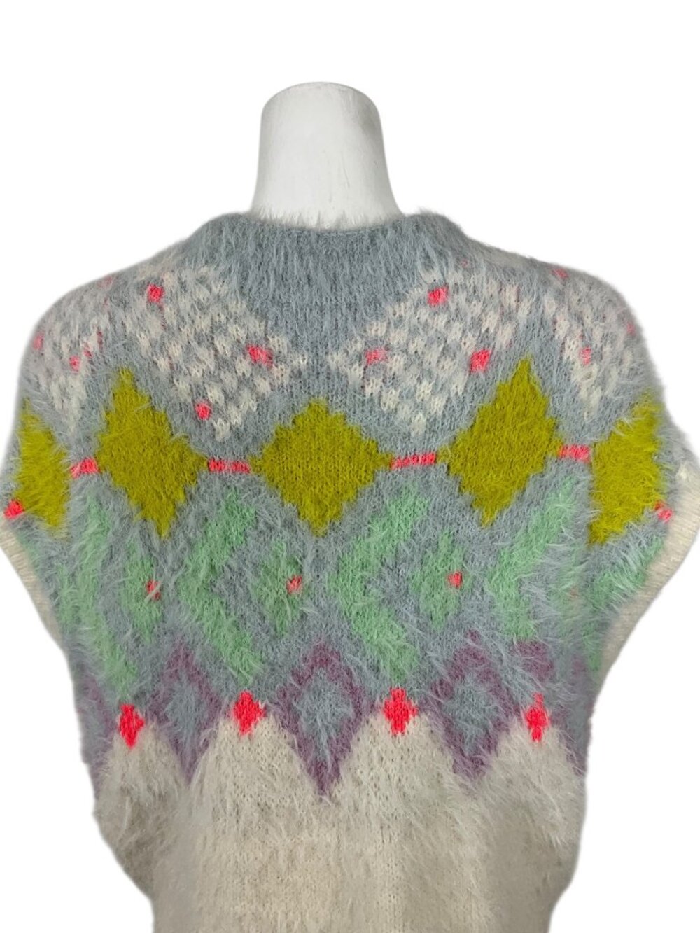Anthropologie Fairisle Fuzzy Eyelash Muscle Sweater Tank M Fall Fashion - Picture 11 of 15